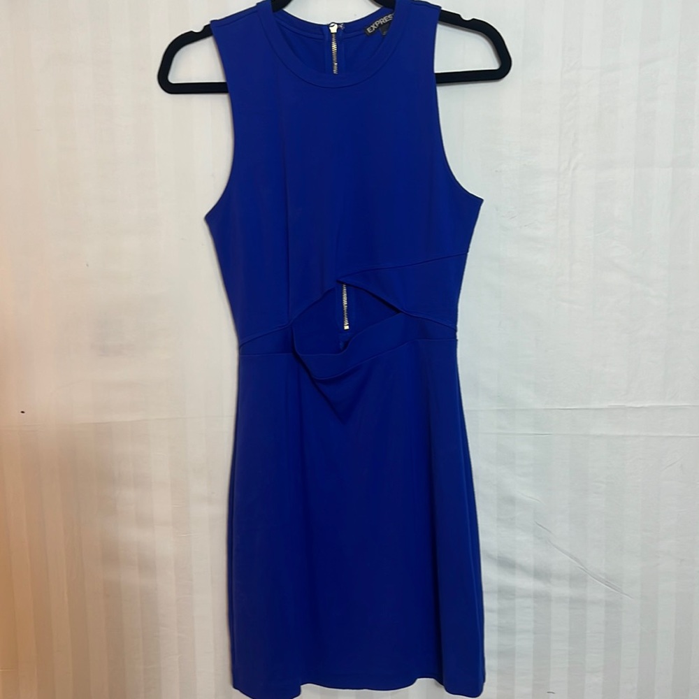 Express Blue Sleeveless Cutout Dress